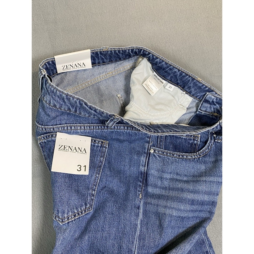 NWT Zenana Women's Size 31 High Rise Wide Leg Baggy Jeans Whiskered Med Wash - Picture 12 of 13